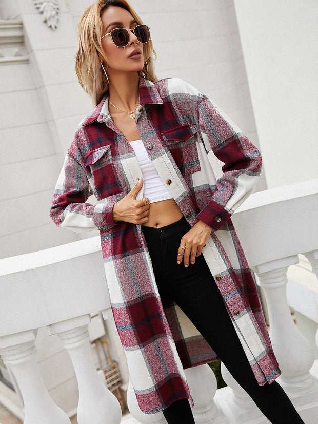 Wine Plaid Shacket