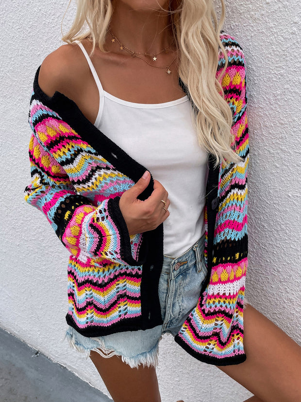 Chevron Striped Cardigan