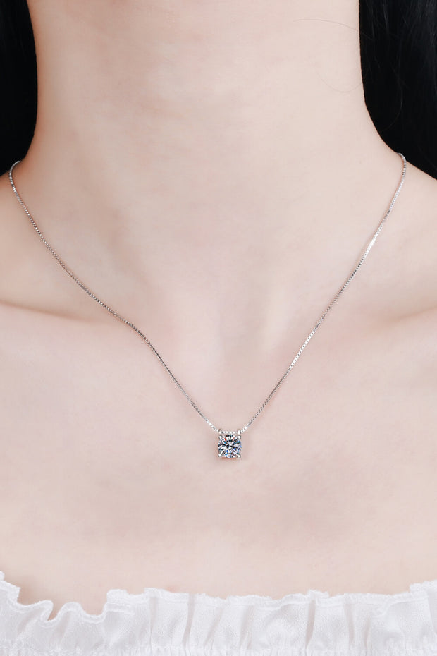 1 Carat Moissanite Sterling Silver Chain Necklace