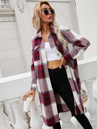 Wine Plaid Shacket