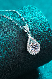 1 Carat Moissanite Teardrop Pendant Chain Necklace