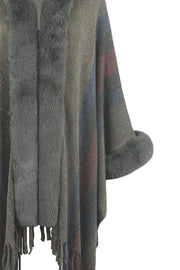 Color Block Fringe Poncho