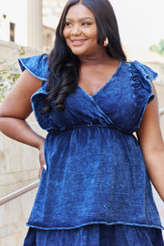Denim Flutter Sleeve Mini