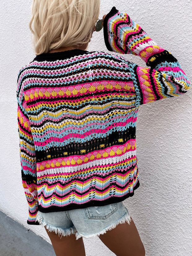 Chevron Striped Cardigan