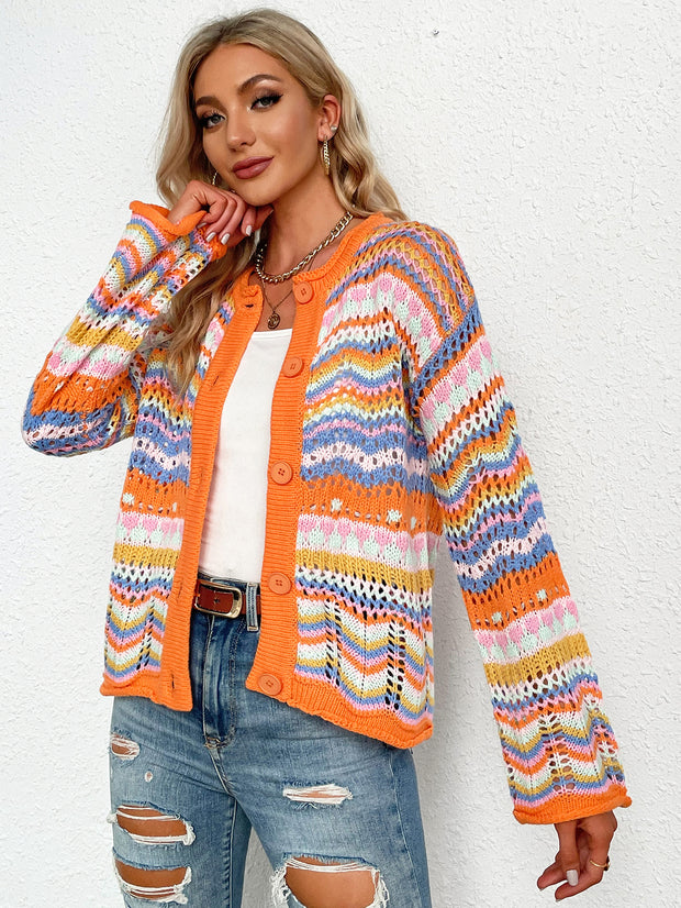 Chevron Striped Cardigan