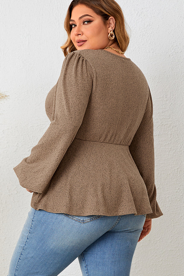 Taupe Twist Front Blouse
