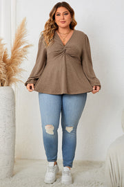 Taupe Twist Front Blouse