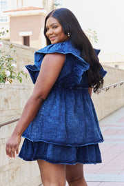 Denim Flutter Sleeve Mini